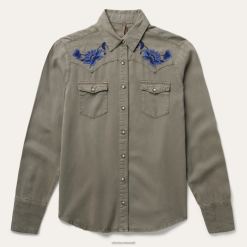 naised oliivivärvi lüotsell-toimse lääne pluus Stetson roheline kehakate ZNRBV444