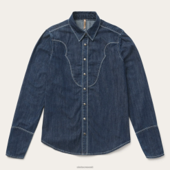 naised tume denim vintage lääne särk Stetson sinine kehakate ZNRBV466